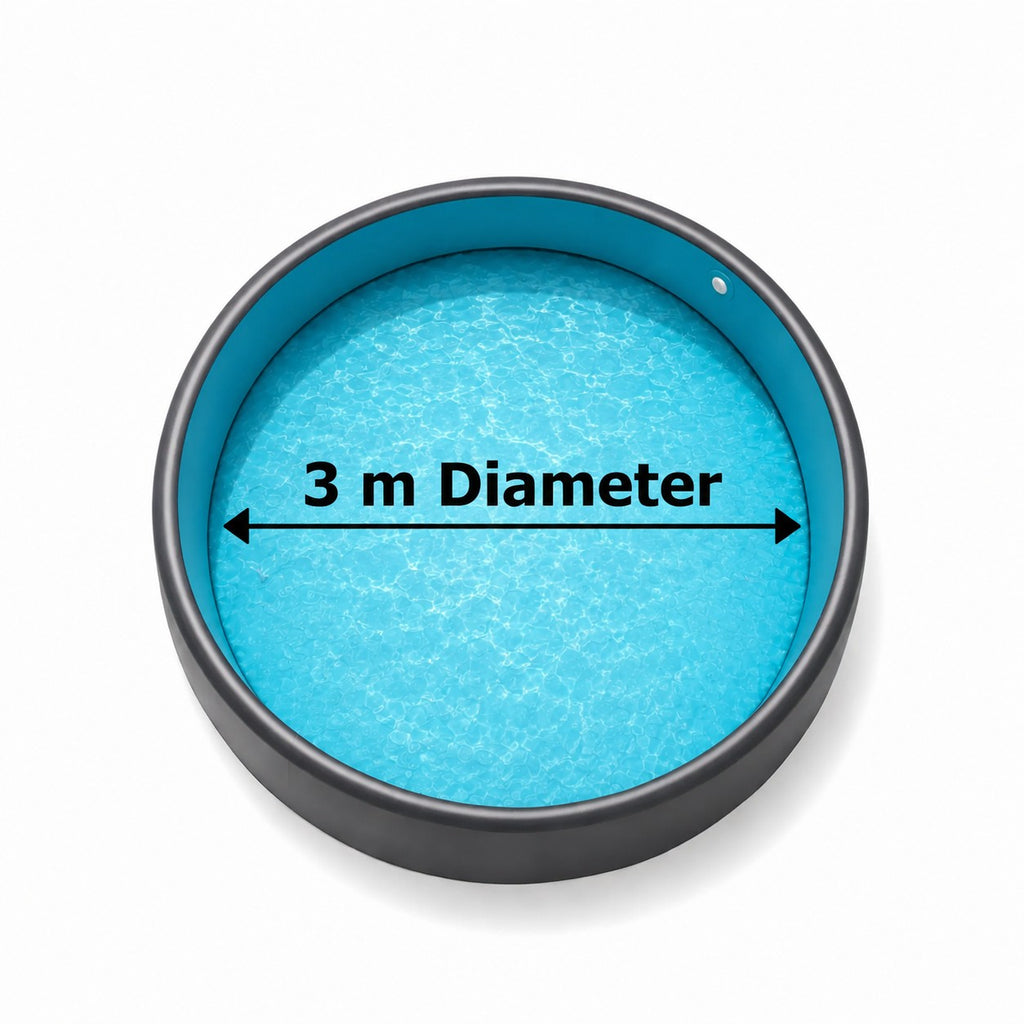 Drop stitch pool top view showing 3m diameter
