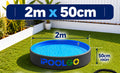 2m x 50cm drop stitch pool on a lawn, showing 2m diameter and 50cm height